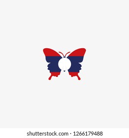 Laos butterfly flag graphic element Illustration template design