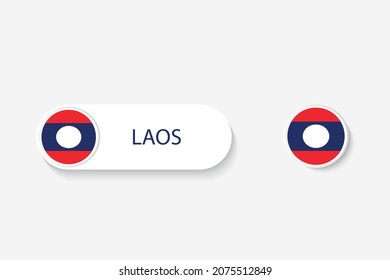 Laos button flag in illustration of oval shaped with word of Laos. And button flag Laos. 