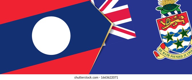 Banderas de Laos y las Islas Caimán, dos banderas vectoriales símbolo de relación o confrontación.