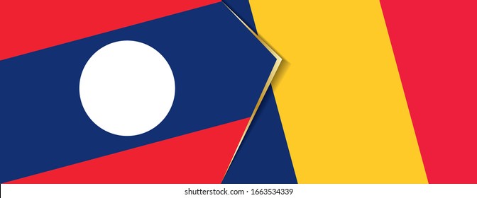 Laos and Chad flags, two vector flags symbol of relationship or confrontation.