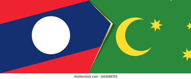 Laos and Cocos Islands flags, two vector flags symbol of relationship or confrontation.