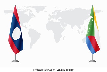 Laos e Comores sinalizam encontro oficial contra fundo do mapa-múndi.