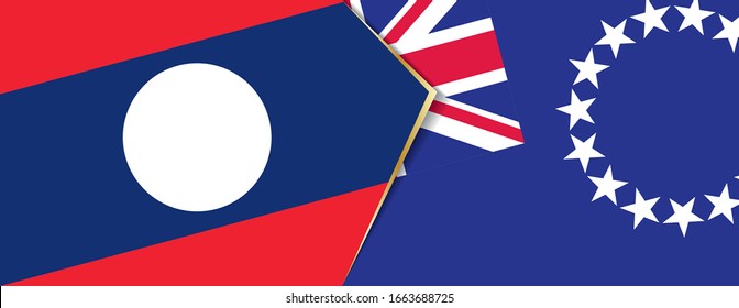 Laos and Cook Islands flags, two vector flags symbol of relationship or confrontation.
