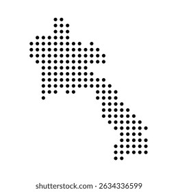 Laos country dotted map. Black spot pixel illustration isolated on white background. Vector circle mosaic.