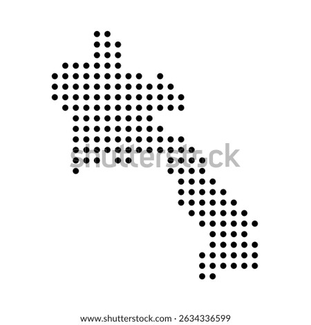 Laos country dotted map. Black spot pixel illustration isolated on white background. Vector circle mosaic.