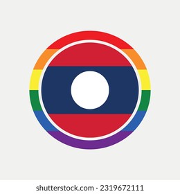 Laos country flag circle - lgbt flag graphic element Illustration template design
