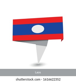 Laos Country flag. Folded ribbon banner flag. Flat flag vector illustration.