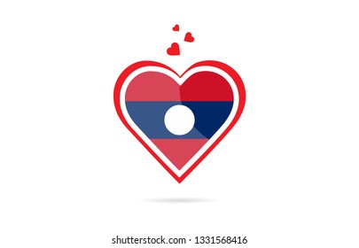 Laos country flag inside love heart  design suitable for a logo icon design