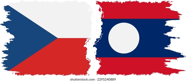 Conexión de banderas de grifo de Laos y la República Checa, vector