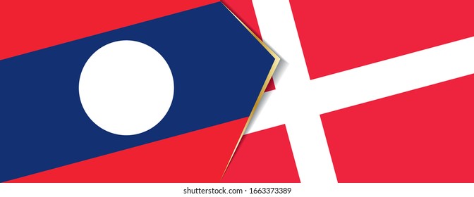 Laos and Denmark flags, two vector flags symbol of relationship or confrontation.