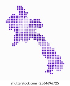 Laos dotted map. Digital style map of the country on white background. Laos shape with square dots. Colored dots style. Large size squares. Artistic vector illustration.
