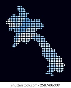 Laos dotted map. Digital style map of the country on dark background. Laos shape with circle dots. Colored dots style. Large size circles. Awesome vector illustration.