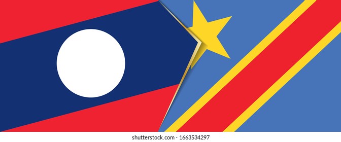 Laos and DR Congo flags, two vector flags symbol of relationship or confrontation.