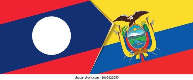 Laos and Ecuador flags, two vector flags symbol of relationship or confrontation.