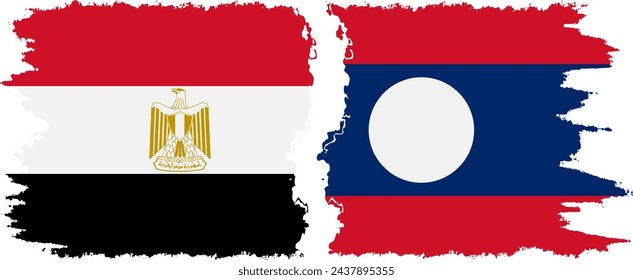 Laos and Egypt grunge flags connection, vector