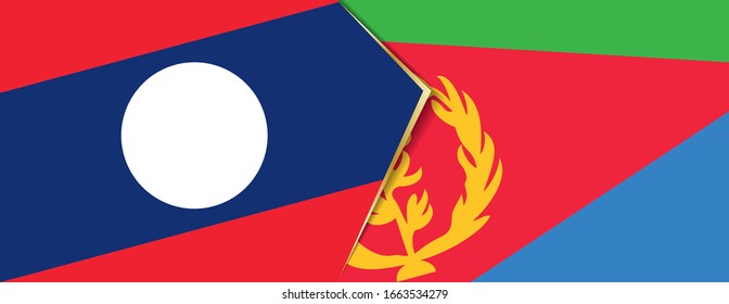 Laos and Eritrea flags, two vector flags symbol of relationship or confrontation.
