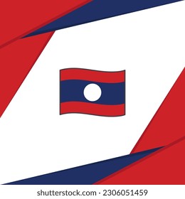 Plantilla de diseño de fondo de resumen de la bandera de Laos. Banner en medios sociales del Día de la Independencia de Laos. Laos