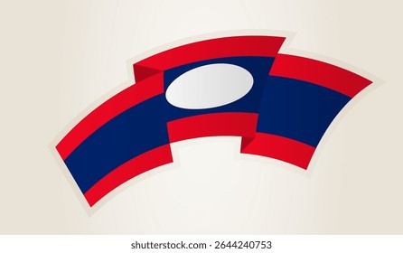 Bandera de Laos en forma de cinta Abstractas, símbolo nacional de Laos. Este Vector es ideal para su uso en eventos nacionales, Día de la Independencia, competiciones deportivas internacionales.