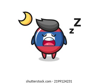 laos flag badge character illustration sleeping at night , cute design