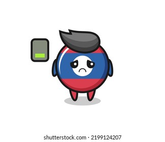 el personaje de la mascota de la bandera de laos haciendo un gesto cansado, diseño lindo