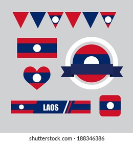 Laos flag, banner and icon patterns set illustration