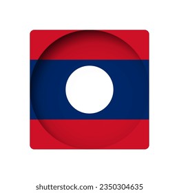 Laos flag - behind the cut circle paper hole with inner shadow.