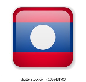 Laos flag bright square icon. Vector Illustration