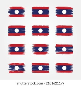Laos Flag Brush Collection. National Flag