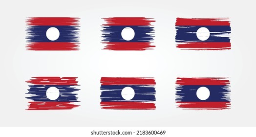 Laos Flag Brush Collection. National Flag