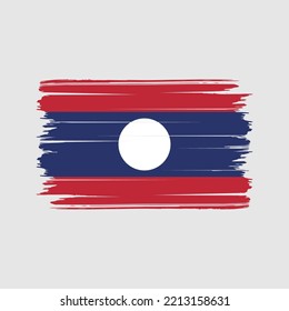 Laos Flag Brush Strokes Painted