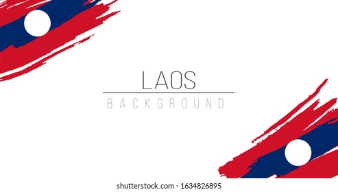 Laos flag brush style background with stripes. Stock vector illustration isolated on white background.