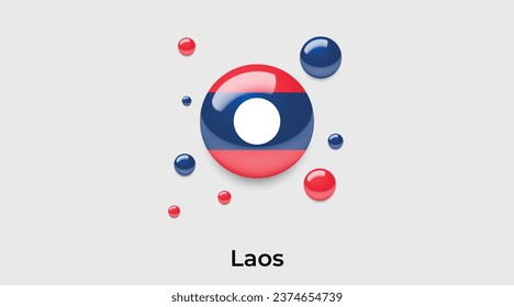 Laos flag bubble circle round shape icon colorful vector illustration