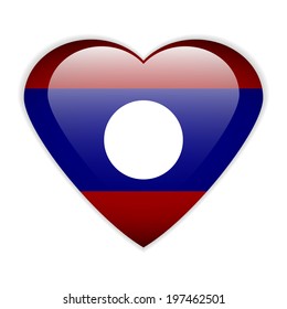 Laos flag button on a white background. Vector illustration.
