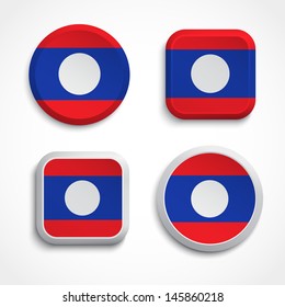 Laos flag buttons set on the white background