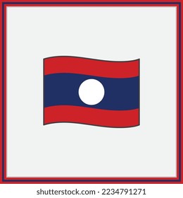 Ilustración del vector de dibujos animados de la bandera de Laos. Indicador del contorno de icono plano de Laos. Bandera nacional de Laos