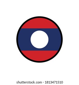 Bandera de Laos en círculo sobre fondo blanco