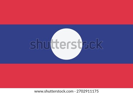 Laos flag, clean lines vector illustration with slightly softened colors, 2 by 3 proportions
