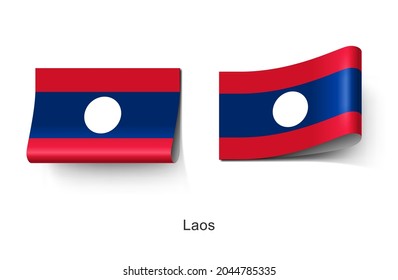 Laos Flag Clothing Label Tag. Illustration Flag of Laos Country in Asia. Fabric Label Tag Concept Vector.