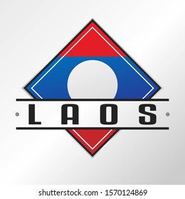 Laos Flag Emblema. Vector Design National. Illustration Country Symbol. Insignia Banner Logo.