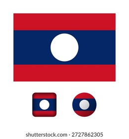 Coleção de Ícones Simples da Bandeira do Laos