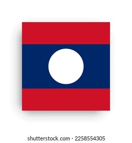 Laos flag - flat vector square with sharp corners and dropped shadow.