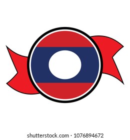 Laos flag in glossy round button of icon. flag logo of Laos emblem isolated on white background, Laos national concept sign, Vector illustration.