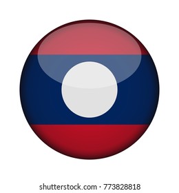 laos Flag in glossy round button of icon. laos emblem isolated on white background. National concept sign. Independence Day. Vector illustration.