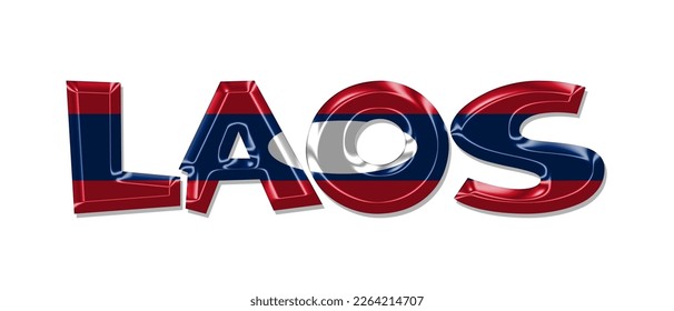 Laos flag grunge text, Laos flag in letters, 3D colorful background, vector illustration
