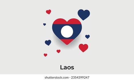 Laos flag heart shape country icon vector illustration