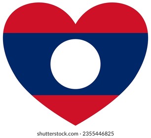 Laos flag in heart shape isolated  on  transparent  background