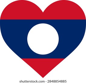 Laos flag heart shape vector illustration. Laotian national symbol heart icon graphic design
