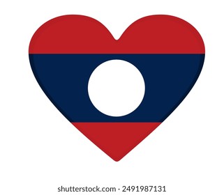 Bandera de Laos en forma de corazón. Vector
