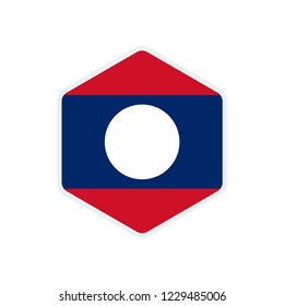 Laos flag. Laos hexagon flag.
