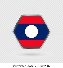 Bandeira do Laos em uma moldura de hexágono.